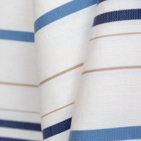 BLUE, BEIGE AND WHITE STRIPES COTTON FABRIC
